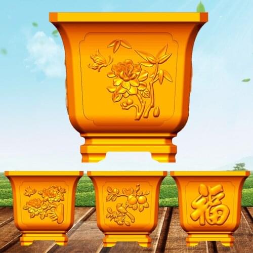 40cm /15.75in New Design GRC ABS Home Gardening Bottom Casting Square Shape Bonsai DIY Round Concrete/ Cement Flower Pot Mold