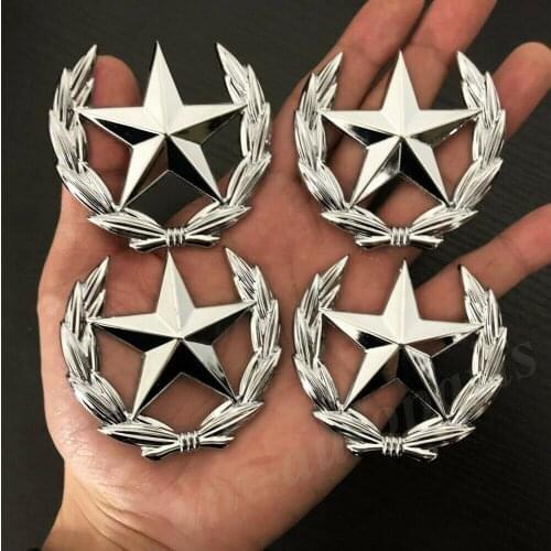4x Metal Chrome Pentagram Star CPC Car Trunk Window Emblem Badge Sticker Decal