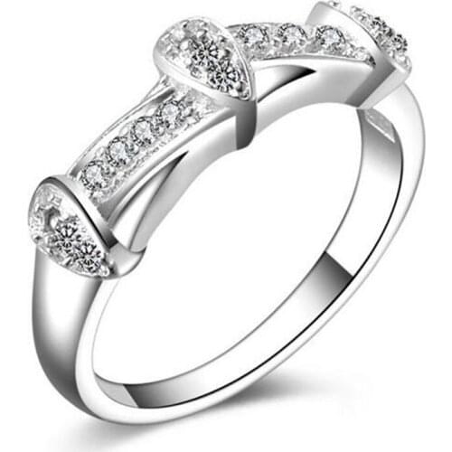 925 Silver colorRings Crystal Compatible With European Fit Original Wedding Brand Ring Jewelry Christmas Gift #162