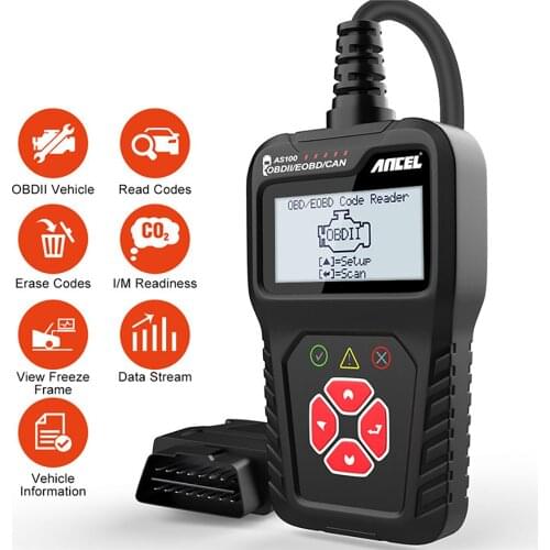 Ancel AS100 Obd2 Car Diagnostic Tool OBD 2 Automotive Scanner Engine Analyzer Tool Code Reader Obdii Scan Tool PK ELM327 V1.5