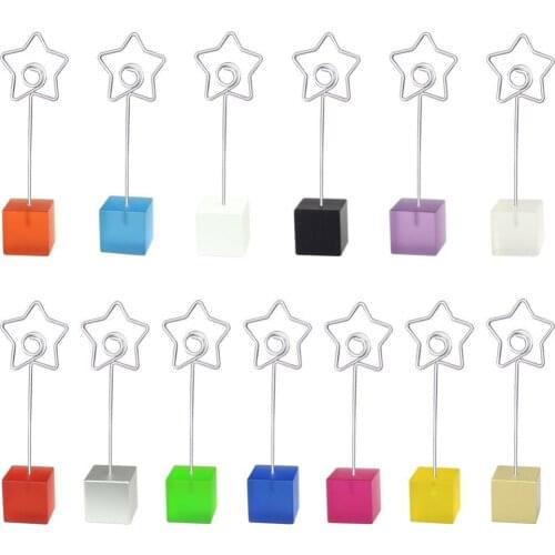 Random Color Cube Base Table Number Card Holders Memo Holder Note Clip Photo Holder Stands for Weddings Party - 1 Piece