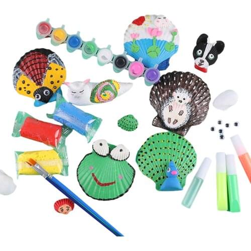 Children 3D DIY Handmade Shell Painting Toy Kit DIY Graffiti Hand-painted Educational Toys Hand-Painted Scratch Painting Toys
