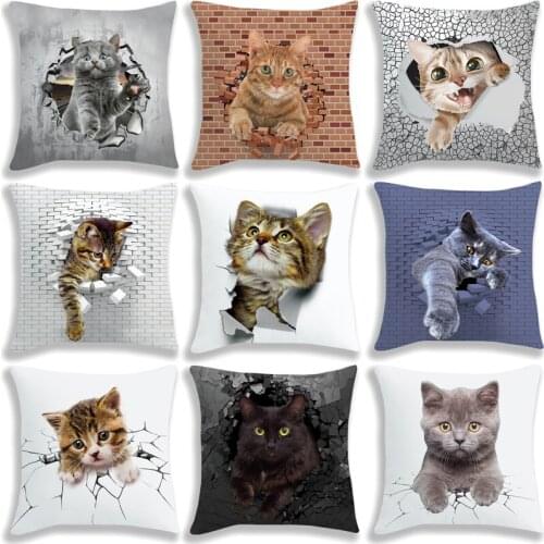 Children 3D Cat Print Pillow Case 45CM Kids Cute Cartoon Anime Pillowcover Boys Girls Toys Gift Pillow Inner Is Not Included