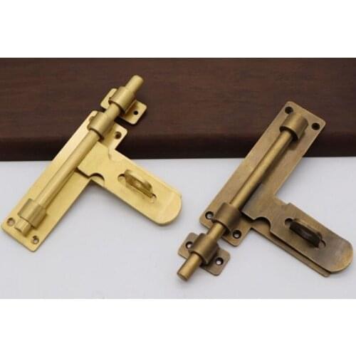 Pure Copper Door Bolt Retro Door Chinese Latch Garden Outdoor Courtyard Door Lock Open-Mounted Wooden Door Antique Copper Bolt