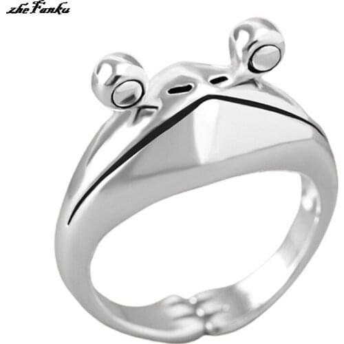 Vintage Cute Frog Rings For Women Fashion Jewelry Artistic Design Retro Open Resizable Unisex Female Statement Animal Ring Gift