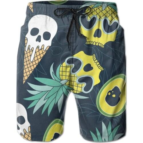 Summer beach swimsuit mens quick-drying swimwear Summer Skull Of Hilarious Pineapple swimwear beach shorts sexy male swimsuit