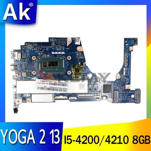 FRU 5B20G19207 9000593 for Lenovo YOGA 2 13 Laptop Motherboard ZIVY0 LA-A921P with I5-4200/4210 CPU 8GB RAM original mothebroard