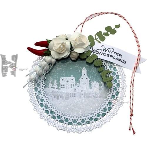 Mmao Crafts Metal Steel Cutting Dies New 2Pcs Snow house tree edge Stencil For DIY Scrapbooking Paper/photo Cards Embossing Dies