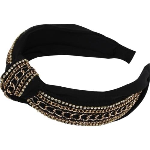 Fashion Rhinestone Chain Hair Bands For Women Girls Cross Knotted Hairbands Hair Accessories Knot Headbands Vinatge Headwear
