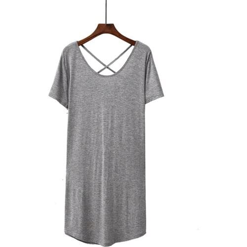 New Modal Summer Comfortable Sexy Wide Truffle Back V-neck Nightdress Household Womens Wear Sexy Nightgown Sleep Tops