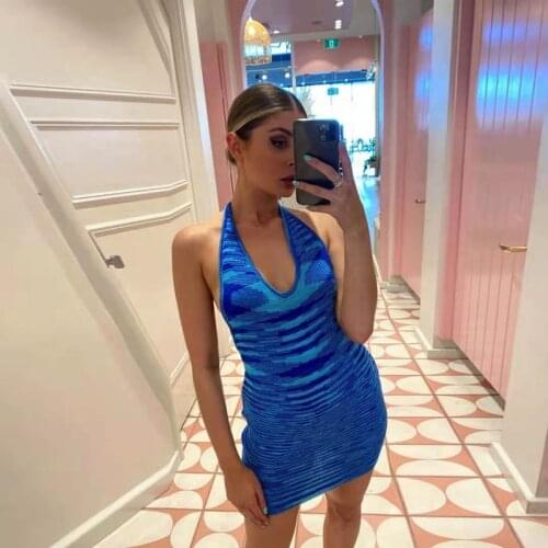 2021 new women sexy beach wear bikini cover chic beach dress mini backless Bodycon Dress female shows back deep V slip dress