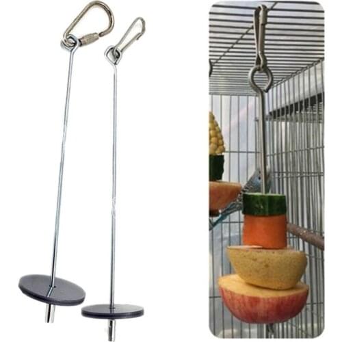 2021 New High Quality Pet Parrots Birds Food Holder Support Stainless Steel Fruit Spear Stick Meat Fruit Vegetable Skewer