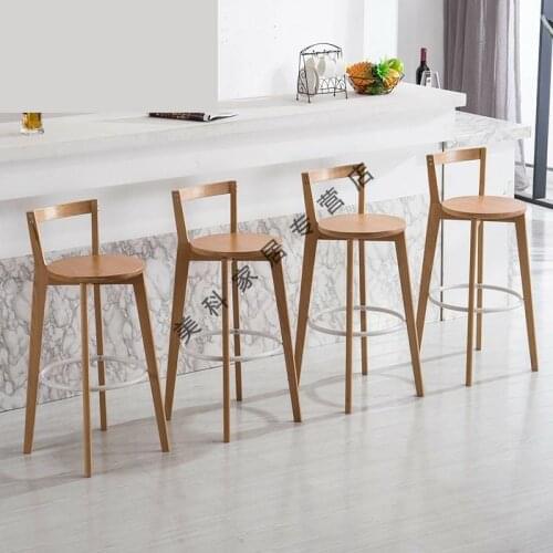 8000 New Chinese-style Solid Wooden Bar Chair, High Chair, Fashionable Bar Stool, Nordic Simple Leisure Bar Chair, Family Chair