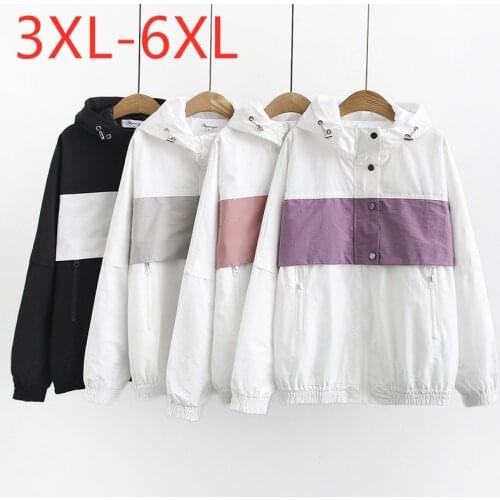 New 2021 ladies spring autumn plus size hoodie jacket for women large loose long sleeve pocket zipper white coat 3XL 4XL 5XL 6XL