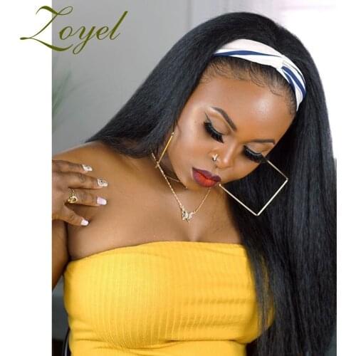 Zoyel Long Yaki Straight Headband Wigs Heat Resistant Synthetic Hair Wig Machine Made Wig For Black Women