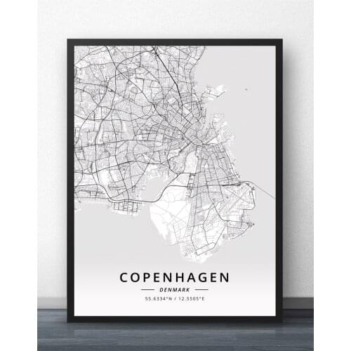 Copenhagen Odense Denmark Map Poster