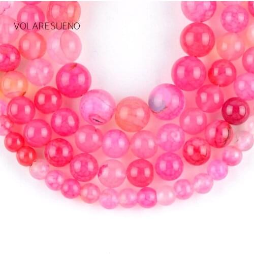 Natural Rose Red Dragon Vein Agates Stone Round Loose Beads For Jewelry Making 6-10mm Spacer Beads Fit Diy Bracelets Necklace