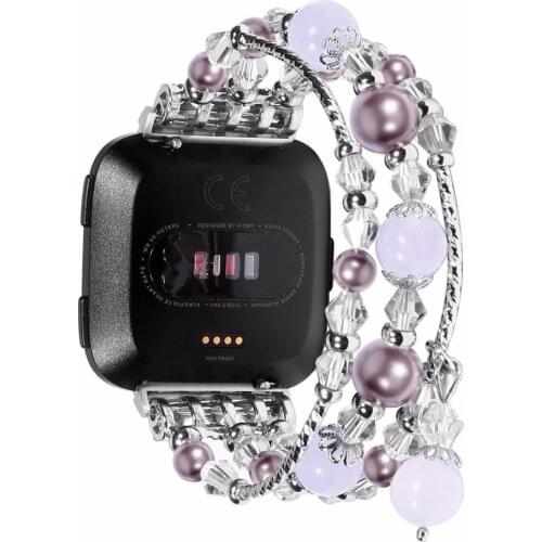 Crystal Pearl Bracelet for Apple watch Strap 4 Agate Beads Stretch Faux Stone Replacement Wristband for Iwatch 3/2/1 44/42/40/38