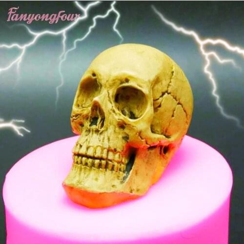 Halloween 3D Skull fondant cake silicone mold soap chocolate mould for the kitchen baking Free shipping