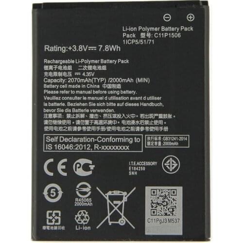 1x 2070mAh 7.8Wh C11P1506 Replacement Battery For ASUS Live G500TG ZC500TG Z00VD ZenFone Go 5.5 inch Batteries