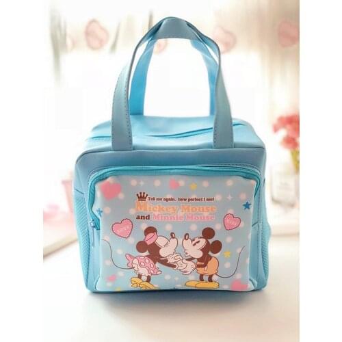 Disney mickey mouse Mummy Bag Large-capacity Multifunctional Storage Bag Princess Mermaid Handbag Shoulder Bag pu Lunch Box Bag
