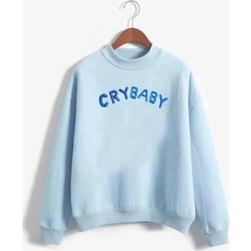 Womens Sweatshirt Cry Baby Hoodie Women Funny Kawaii Pink Sweatshirt Long Sleeve Pullovers Warm Coats Harajuku Streetwear