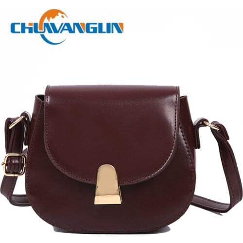 Chuwanglin Vintage Saddle Bag Leather Shoulder Bag Womens Designer Handbag Lock Fashion Messenger Bag Purses 8130946