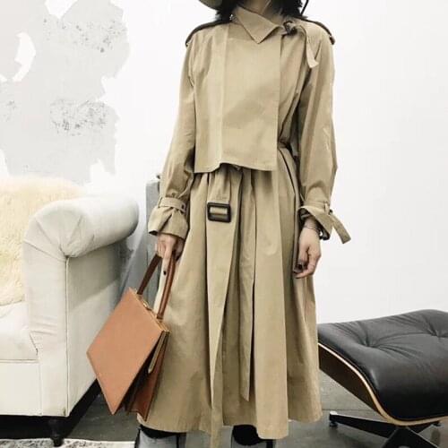 Coat Women Solid Womens Windbreaker Patchwork Womens Autumn Coat Pockets Sashes Casual Womens Winter Coats 2021 Korean Style