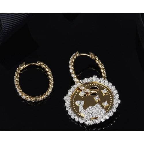 SLJELY 925 Sterling Silver Yellow Gold Color Asymmetric Camel Star Pattern SOLEIL Earrings Cubic Zirconia Women Fine Jewelry