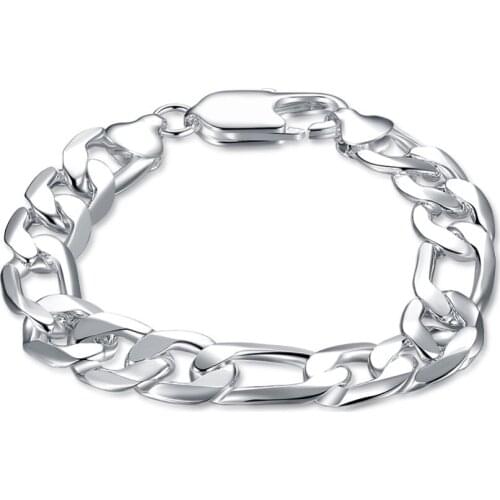 Hot Sales Silver Color 12MM Figaro Chain Bracelet Fashion Mens Jewelry Cool Street Style Top Quality pulseira masculina H163