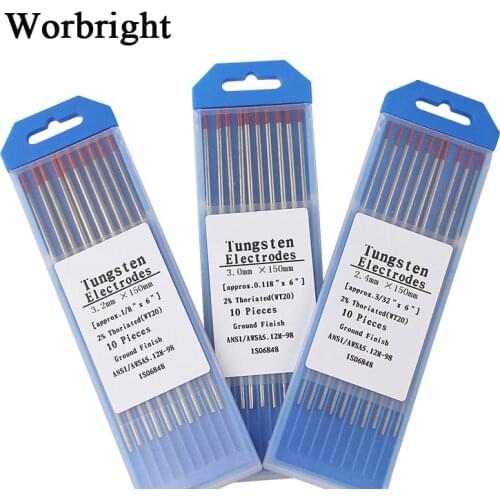 10 Pieces Tig Arc Welding Rods Tungsten Welding Electrodes for Stainless Steel Aluminum Iron Welding WT20 WP20 WC20