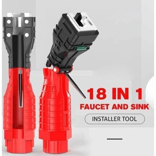 18 In 1 Foldable Water Pipe Wrench Double End Basin Bottom Pliers Sleeve Bathroom Faucet Sink Installation And Maintenance Tool
