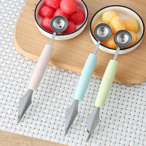 2 In 1 Ice Cream Ball Spoon DIY Assortment Fruit Digging Spoon Tool Watermelon Fruit Carving Gouge Knife Fruit Platter Scoop
