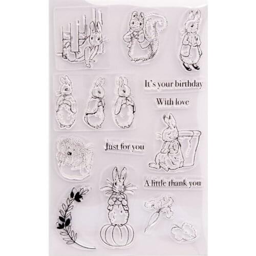 2021 Rabbit Clear Stamps DIY Scrapbooking Craft Supplies Animals Silicone Seal Custom Card Photo Album ink pad Stamping