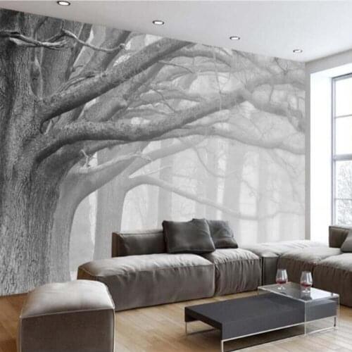 3D 5D 8D Canvas Wallpaper Living Room Bedroom Mural Modern Black White Forest Tree Art TV Wall Murals Wall Paper for Walls