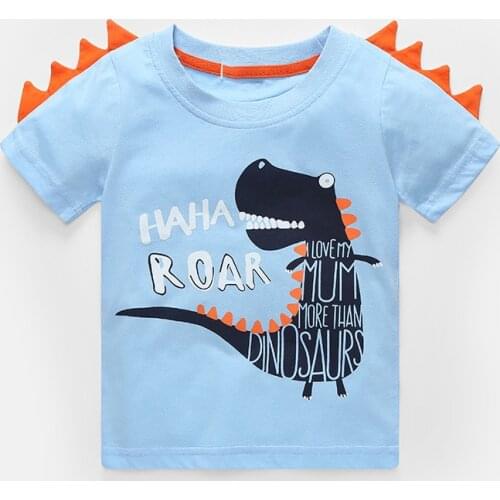 Bambino 2021 New Summer Tee for Boys 2-7 Years Dinosaur T Shirt of Children Top Clothes of School Kids 100% Cotton Clothing