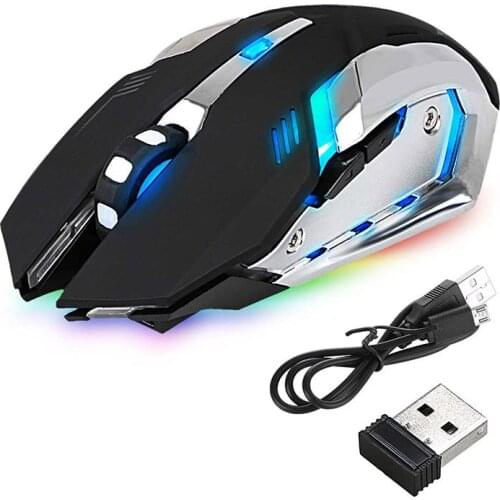 Wireless Optical Gaming Mouse Rechargeable 800/1200/1600 DPI 6 Buttons PC Computer Gamer Mice With LED Breathing Backlit Silent