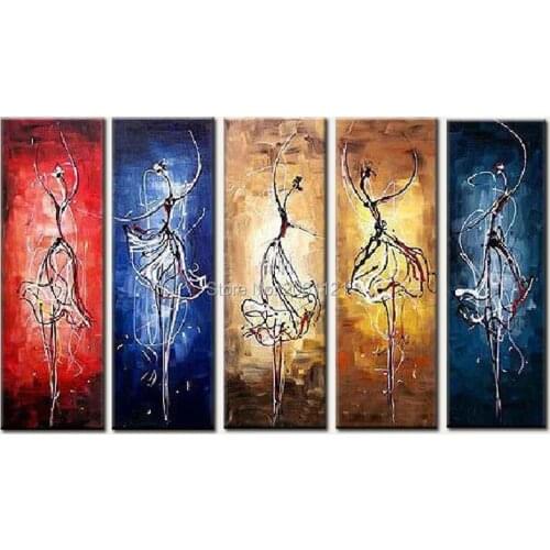 5pcs large Handpainted Modern Abstract Oil Painting On Canvas Wall Art the girls ballet Gift Free Shipping Directly From Artist