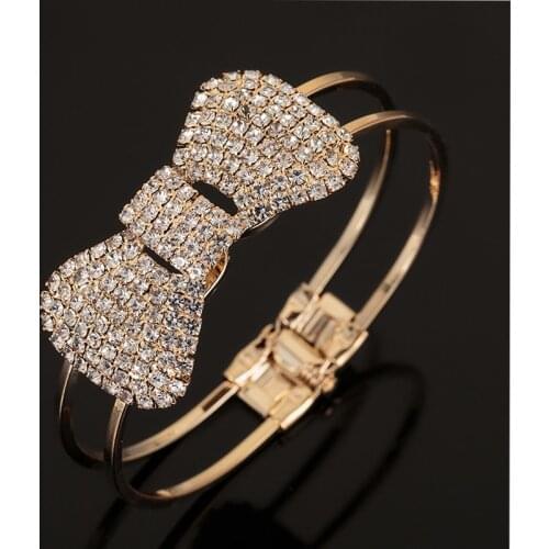 Bangles Silver Plated Pulseiras Bracelet gold color Crystal Rhinestone butterfly Spiral Bangle Bracelet for Women B051