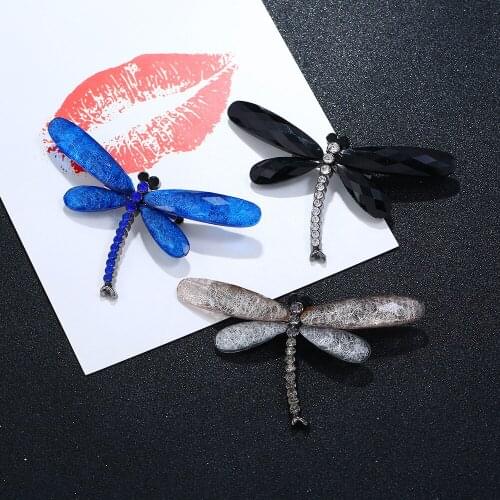 Black gray blue dragonfly woolen coat fashion brooch Christmas noble atmospheric insect stoic brooch needle resin jewelry