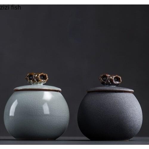 Tea Caddy Ceramic Jar Small Sealed Jar Food Storage Tank Sugar Bowl Home Decoration Storage Box Teaware Tea Container Organizer