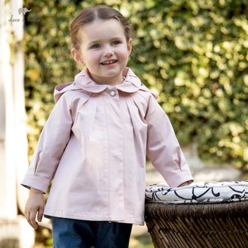 DBM18296 dave bella autumn baby girls fashion solid pockets hooded coat children tops infant toddler outerwear