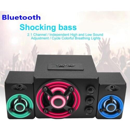 SADA D-208 USB Power Bluetooth\USB\TF\AUX Speaker With Colorful LED 2.1 3 Channel Stereo Computer Combination Speakers