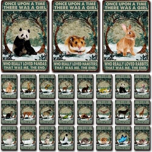 [ Kelly66 ] Pet We Really Loved Hamster Dog Panda Rabbit Fox Tin Art Metal Sign Home Pub Bar Decor Painting 20*30 CM Size Dy201