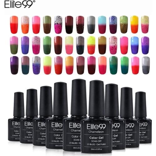 Elite99 100 Colors Thermal Temperature Change Color Nail Gel Polish Soak Off UV Chameleon Gel Polish Led Nail Polish Gel Lacquer