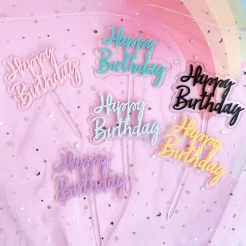 Hot New Product Candy Color Colorful Double-layer Transparent Acrylic Cake Decoration Plug-in Cake Decoration Supplies