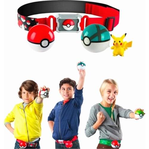 Original In Box Pokemon Toys Pokeball With Belt Action Figure Model Toys Retractable Belt Gifts for Children Kids Toys Boy Toy