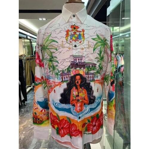 IK0448 Fashion Mens Shirts 2021 Runway Luxury famous Brand European Design party style Mens Clothing