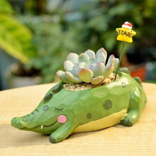 Elephant Shape Succulent Plant Pots Crocodile Whale Cartoon Resin Flower Pots Bonsai Planter Home Office Decor