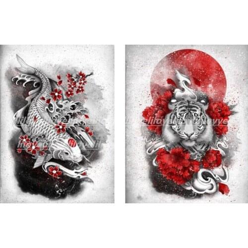 5d square round diamond painting Japanese Bushido Sakura Samurai Goldfish and dragon mosaic puzzle picture of rhinestones FG1360